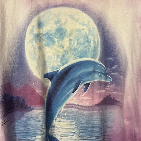 Vintage Purple Dolphin tie dye Graphic T-Shirt by The Mountain - Picture 4 of 9